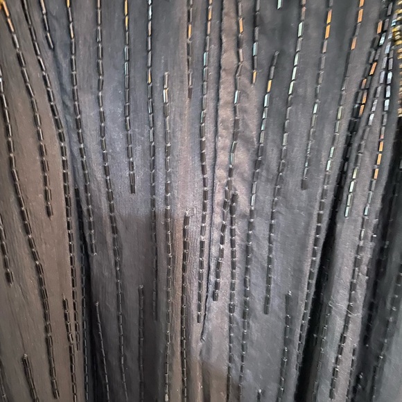 All silk hand beaded black dress with gold beading . Fits as women’s small . - Picture 2 of 6